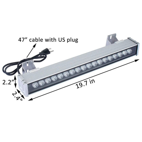 LED Wall Washer Light 18W 5000K Outdoor IP65 Waterproof Flood Light with 19.7-inch aluminum body and 47-inch US plug cable