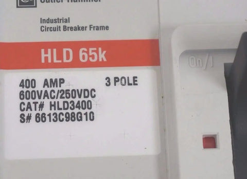Heavy-Duty Circuit Breaker, Built Like A Tank For 400 Amp Service, 65K AIC Interrupt Rating, 3-pole design for industrial use.