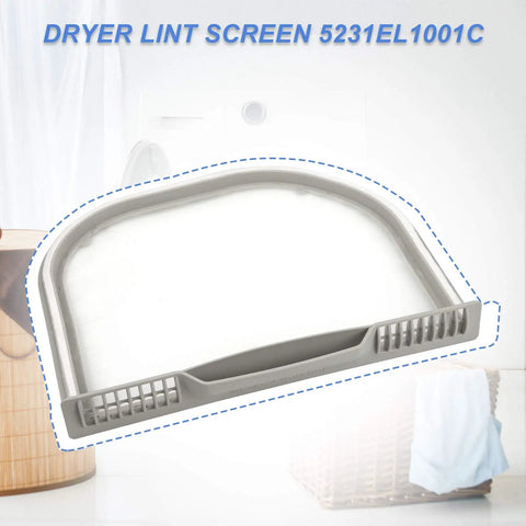 Premium Dryer Lint Filter Replacement 5231EL1001C on laundry basket background
