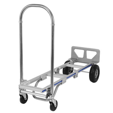Versatile Heavy Duty Hand Truck With Reinforced Frame And Rust Proof Cargo Cart in four wheel mode with a spacious deck