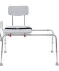 Sliding Transfer Bench With Replaceable Cutout Seat, Heavy Duty Shower Chair For Bath Safety, durable metal frame, no-tool setup
