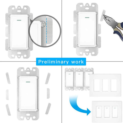 Smart Light Switch 3 Gang No Screw Panel Two Point Four Gigahertz WiFi Remote Control Works With Alexa Google Home Tuya