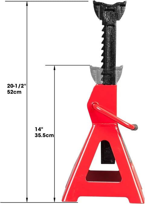 Rugged Steel Jack Stands Pair Offering 3 Ton 6000 Pounds Capacity, 14 to 20-1/2 inch lift range for garage auto repair.
