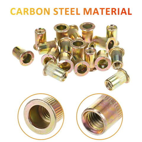 500 Piece Rivet Nut Kit Carbon Steel Threaded Inserts Galvanized Set for Furniture Assembly and Home Projects detail view