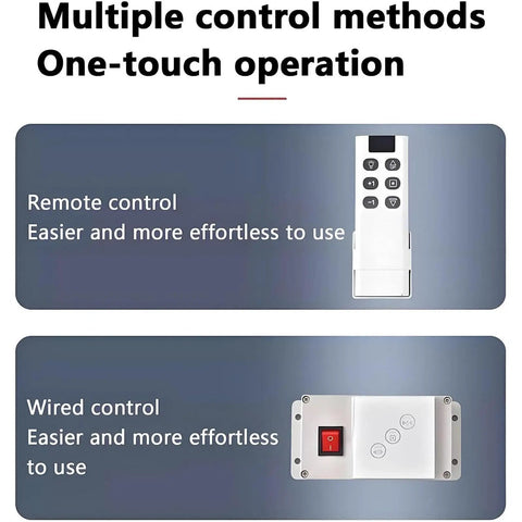 Remote and wired control options displayed for Heavy Duty Electric Chandelier Hoist With Remote And Wall Switch For Villas Featuring 6 Meter Lift Stroke 120 Watt Motor Winch System.