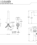 Diagram of 8 Inch Widespread Bathroom Faucet With Dope Matte Black Finish And Pop Up Drain Built To Last Solid Brass Construction Deck Mount Three Hole Setup 1.2 Gpm Flow Includes Matching Drain