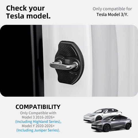 Tesla Model 3 and Model Y TPE door shock absorber and lock cover protector on car door, compatible with Juniper and Highland series
