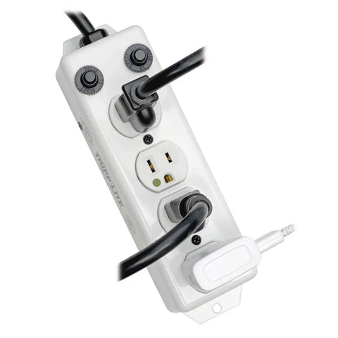 Safe-IT Rugged Hospital-Grade Power Strip For Patient Care Areas UL 1363A Compliant, 4 Outlets, 3ft Coiled Extension Cord