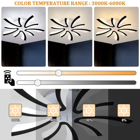 Chandelier Modern Ceiling Light With Remote Control, Dimmable Acrylic LED Semi Flush Mount Ceiling Lamp color temperature range