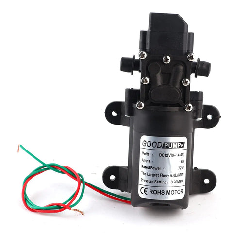 Ycauty Micro Diaphragm Liquid Transfer Pump Compact High Power Flow 6.0 Liters Per Minute Silent Operation For Fish Tanks Aquariums And Garden Irrigation Systems Durable Abs Housing With 12V Direct Current Input, showing the pump body and wires.
