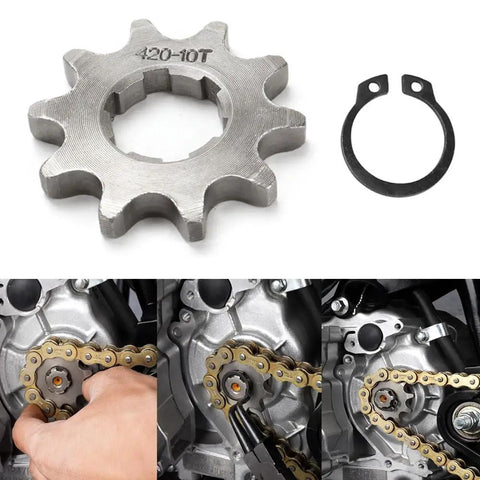 420 10 Tooth 17mm Chain Sprocket With Buckle for Dirt Bikes and Mopeds installation sequence