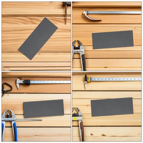 Premium Wet Dry Sandpaper Sheets For Auto Metal Finishing displayed on wooden surface with measuring tools.