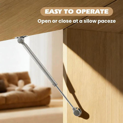 Two Pack Soft Close Lid Supports Hinges For Storage Chests And Lift Top Benches, 150N Adjustable Lid Stay Hardware shown installed