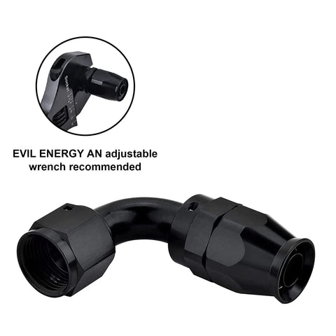 4AN PTFE Hose End Fitting 90 Degree Black Aluminum 6061 For PTFE Fuel Lines Beefy High Pressure 1500 PSI Temperature Range -65F To 252F 37 Degree AN Seal Works With PTFE Hose 2 Pack, angled black elbow