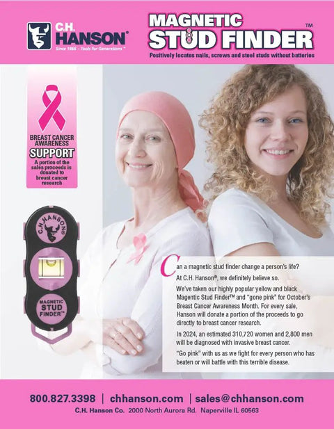 Solid Magnetic Stud Finder in Pink Helping You Nail Wood Joists and Metal Nails behind Drywall with a Strong Pull and Clear Signal so You Can Skip the Guesswork and Finish Your Renovation like a Pro without Blowing a Hole in the Wall on Your Next Fix, shown with women supporting Breast Cancer Awareness.