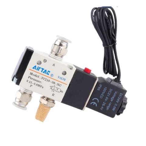 DC12V Three Port Two Position Solenoid Valve Model 3V310 10 With Three Eighths Inch PT Outlet Normally Closed Aluminum Body