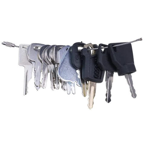 Legit 18 Piece Heavy Equipment Key Set For Forklifts Excavators Loaders And Tractors With Compact Organizer Ring displayed on a ring.