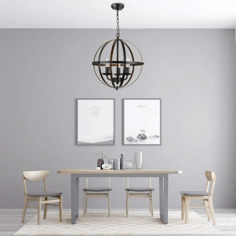 Oil Rubbed Bronze Orb Chandelier, Dope 3 Light Small Pendant For Dining Rooms in modern dining space with neutral tones.