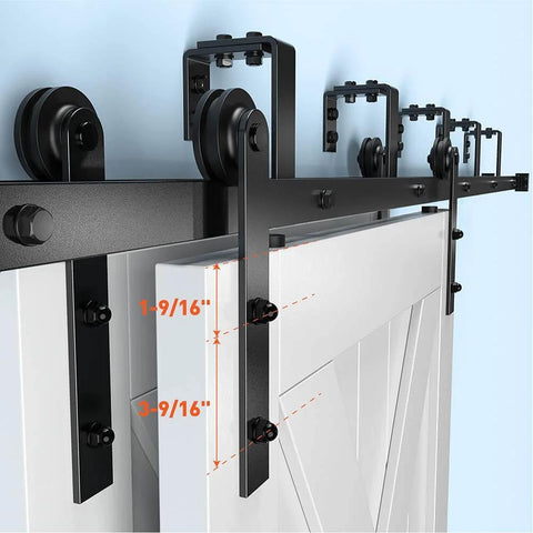 Double Track Bypass Barn Door Hardware Kit For Low Ceiling Spaces 8 Foot Sliding Barn Door System With Metal Hangers