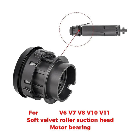 Premium Plastic Motor Bearing For Vacuum Cleaner Head Replacements Compatible With Stick Vacuum Models Direct Drive Soft Rollers shown from side angle.