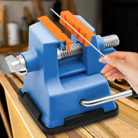 Two Pairs Of 4 Inch Soft Vise Jaws With Magnetic Protective Covers for Bench Vise gripping a metal rod securely