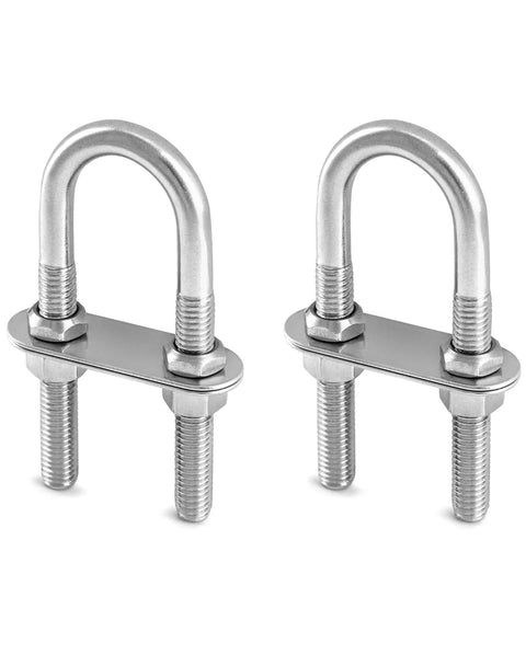 marine boat tie down U bolt kit, stainless steel, rust-resistant, heavy-duty, 3500 lbs capacity, includes flanges and nuts, 2-pack