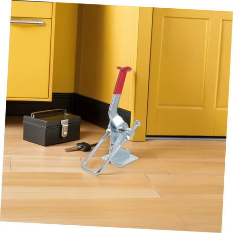 Heavy Duty Galvanized Toggle Latches For Toolbox And Draw Chest With Quick Release Pull Mechanism Offers 2183lbs Holding Capacity on floor beside black toolbox.