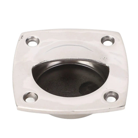 Badass Marine Grade Solid Stainless Steel Flush Pull Handle Rust Proof Cabinet Hardware minimalist square design from above.