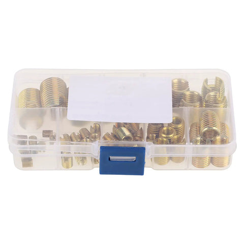 Self Tapping Threaded Inserts Kit With Brass Slotted Inserts 50 Pieces Easy Press In Installation For Quick Durable Repairs In Wood Metal Aluminum And Plastic Projects in case