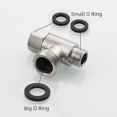 Three Eighths Inch And One Half Inch Stainless Steel Tee Connector With Fittings Nickel Brushed Finish Easy Install Toilet Valve Adapter