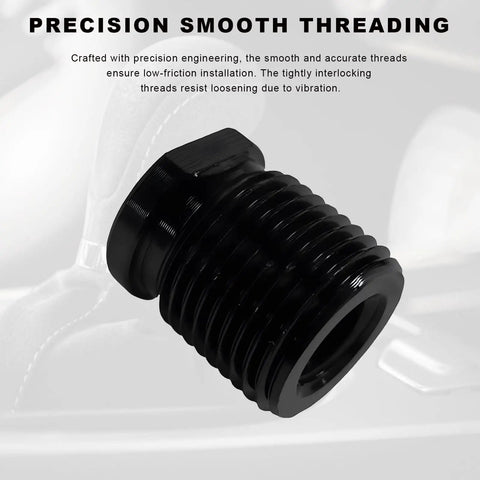 Close-up of Five Piece Aluminum Gear Shift Knob Adapter Kit for Easy Install Fits M8 M10 M12 Threads By 1.25 And M10 M14 By 1.5 showcasing precision threading.