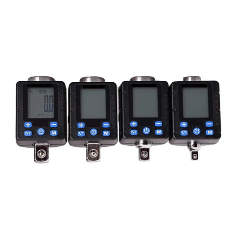 Gensdh Digital Torque Meter With Large Screen Display For Precise Measurement Adjustable Torque four handheld units showing clear digital screens.