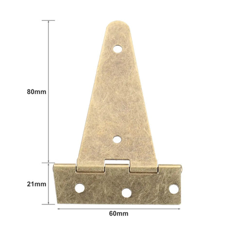 Heavy Duty Bronze Triangle Hinge Set For Cabinets Doors And Gates 101x60mm 2 Pack With Screws Included front view