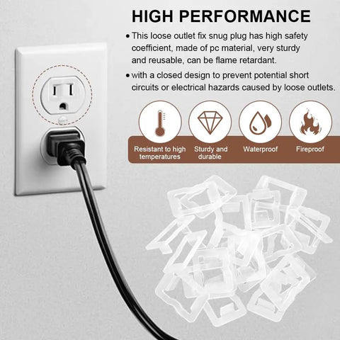 Snug 24 Pack Outlet Plugs For Loose 110V Sockets Transparent Wall Socket Fixers displayed with electrical socket in use