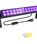 Two Pack 60W LED Black Light Bar with Remote for Glow Parties, includes mounting accessories and power cord