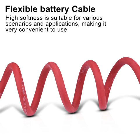 Red 4 Gauge Battery Cable Kit 30 Feet Total Red And Black Pure Copper OFC Wire in coiled shape for flexibility.