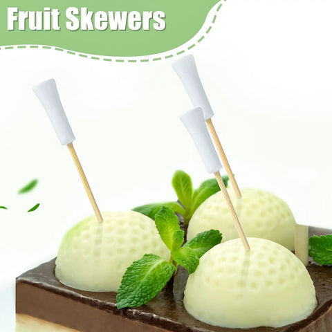 Golf Themed Cocktail Picks 5.91 Inch White Bamboo Toothpicks for Appetizers in dessert display, with mint garnish on cake