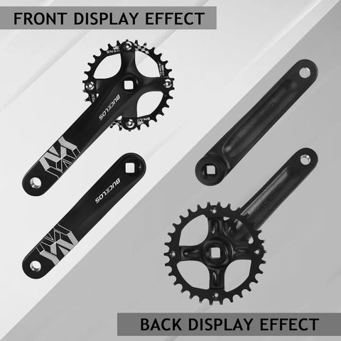 Mountain Bike Crankset 170mm Square Taper 104 BCD 30T Narrow Wide Round Chainring Front and Back Display