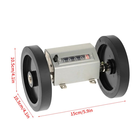 Dead Nuts Accurate Rolling Measuring Wheel For Instant Foot Tracking, with a 5-digit counter and sturdy black wheels.