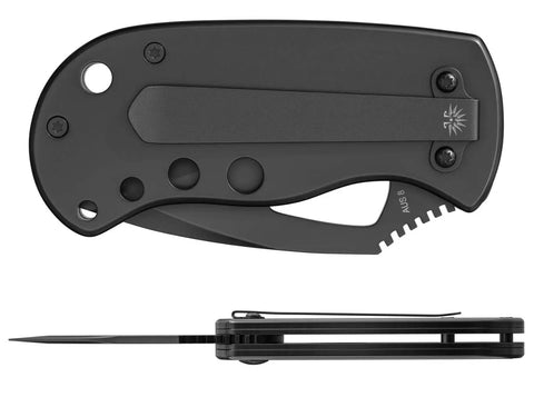 Slick Blackout Pocket Tank Folding Utility Knife Built Tough For Daily Grind Featuring Razor Sharp Japanese AUS8 Steel Blade in closed position.