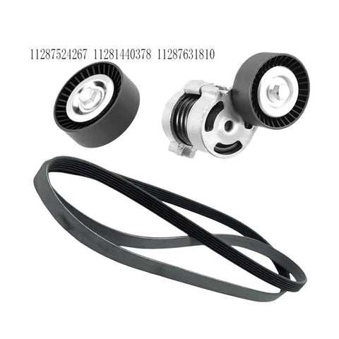 Premium Heavy Duty L08A Belt Tensioner Kit Compatible With BMW Main Drive System includes idler pulley and belt.