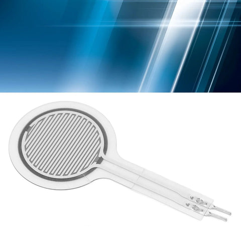 Force sensitive resistor thin-film pressure sensor, circular white pad with diagonal grid, 0-50 kg, dual flex leads