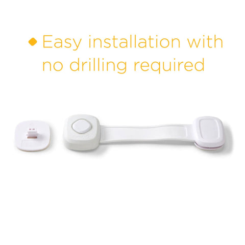 OutSmart Multi Use Lock 2 Pack White Easy No Drill Installation adhesive lock with flexible strap and decoy button
