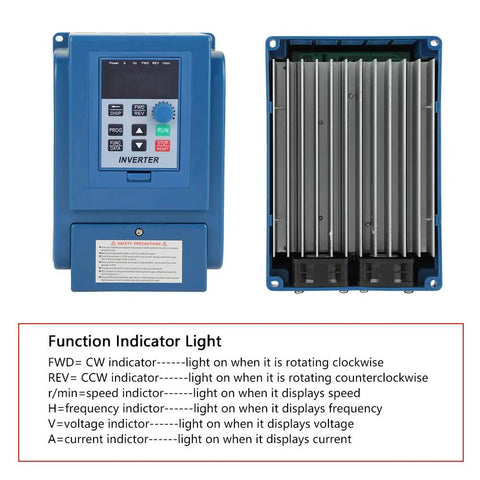 Heavy Duty 4KW 380V 12A Variable Frequency Drive Inverter VFD Speed Controller For 3 Phase Motors With Wide Speed Range, Anti Trip Protection, Reliable Performance, Industrial Grade Motor Controller front and back view