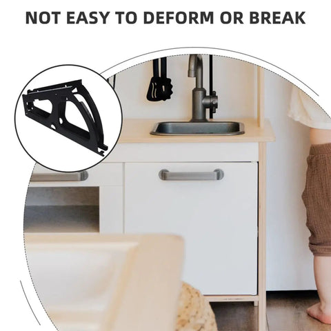 Two Pairs Metal Shoe Drawer Hinges for Flip Frame Replacement Black Hardware shown in kitchen setting