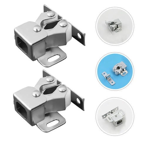 Eight Steel Double Roller Ball Latches with secure spring closure, corrosion-resistant steel for cabinet doors and closets.