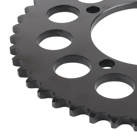 Close-up of 45 tooth rear sprocket from Beefed Up 420 Chain Kit With 132 Links And 45 Tooth Rear Sprocket Plus 12 Tooth Front Sprocket