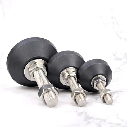 Adjustable Leveling Feet With Swivel Base For Stable Furniture And Machinery Black Nylon And Metal Construction Thread Sizes M8 M10 M12 Sets Of 4 6 Or 10 Easy No Tool Install Anti Wobble Support, set of three