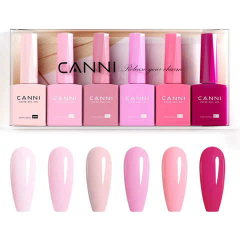 Hema Free Gel Nail Polish Set 9ml Six Pack Light Pink Soak Off LED Gel Polish Kit For At Home Manicure DIY Spa Gift