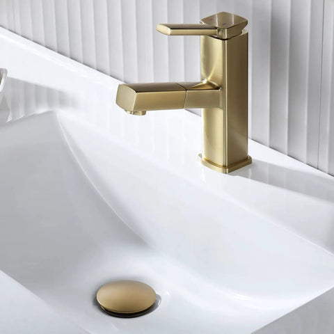Hella Smooth Pop Up Drain Without Overflow For Bathroom Vessel Sink, Standard Three Quarter Inch Opening, Quick Install Heavy Duty Fixture, showing brass faucet and drain
